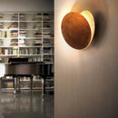 Round gold copper moon eclipse LED wall light