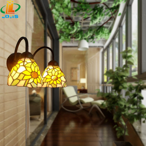 Tiffany style retro stained glass wall light for bar and restaurant - vue 9 sur 9