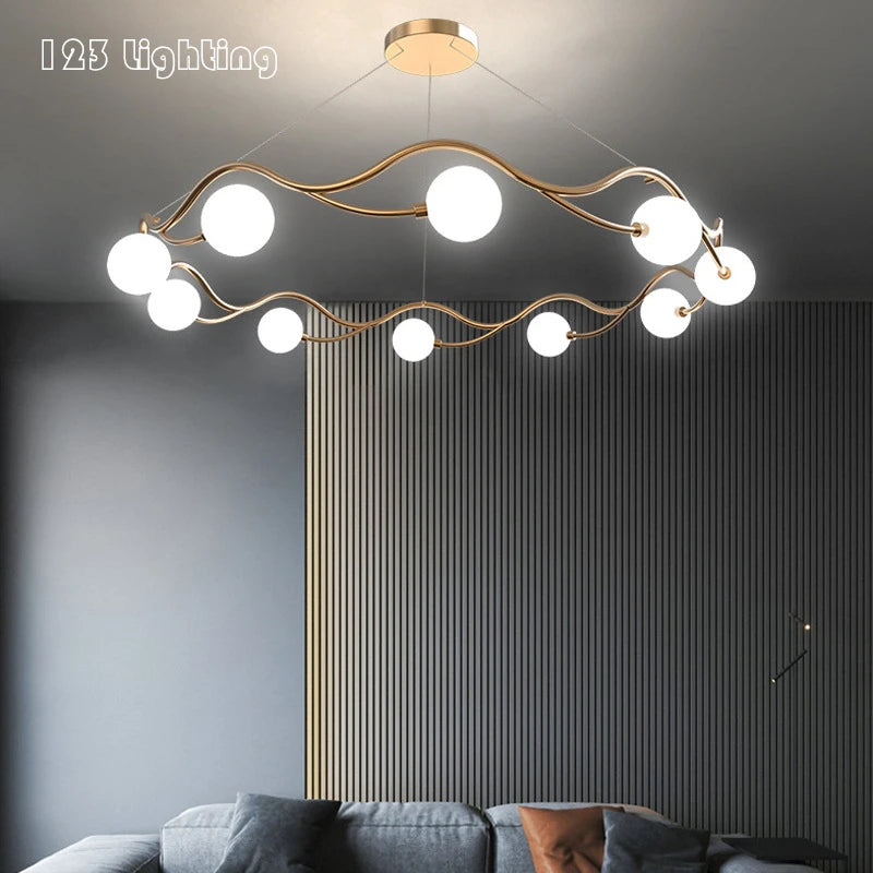 Modern white glass chandelier artistic decoration for interiors