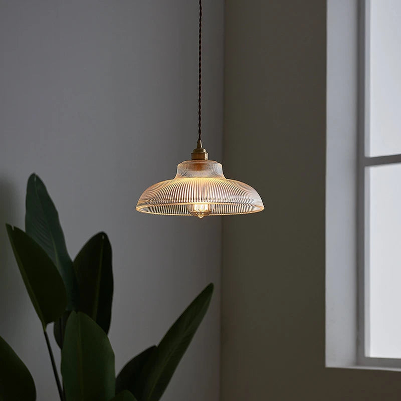 Nordic vintage striped glass pendant light - vue 3 sur 12