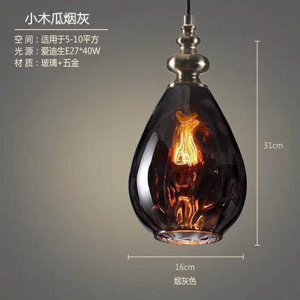 Nordic retro decorative water grain glass pendant light - vue 13 sur 21