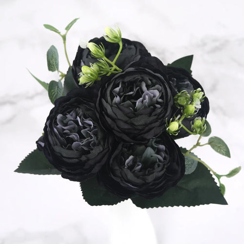Artificial silk peony flower bouquet for indoor decoration - vue 9 sur 18