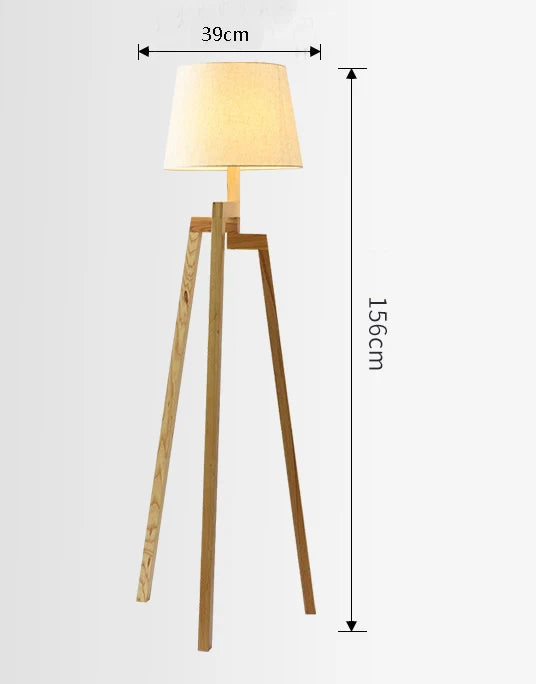 Nordic wooden floor lamp with creative three-legged design