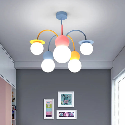Nordic children's cartoon LED pendant chandelier - vue 5 sur 9