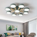 Modern LED ceiling light in acrylic and wood molecular design