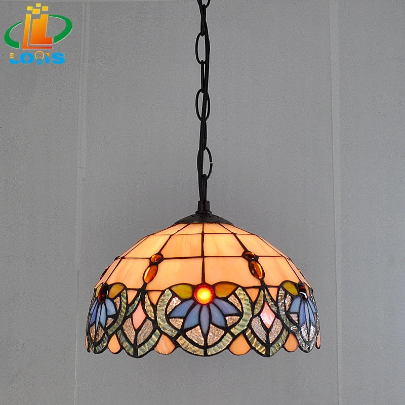Orchid Tiffany style stained glass chandelier for elegant interiors
