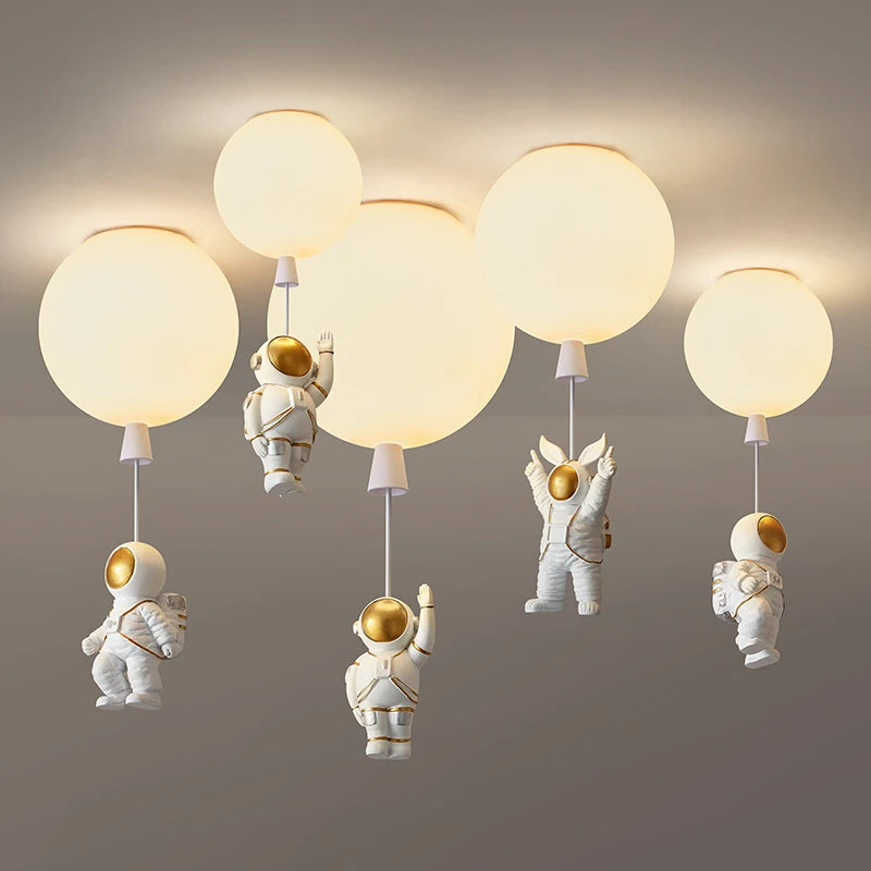 Creative nordic LED astronaut balloon ceiling light for children