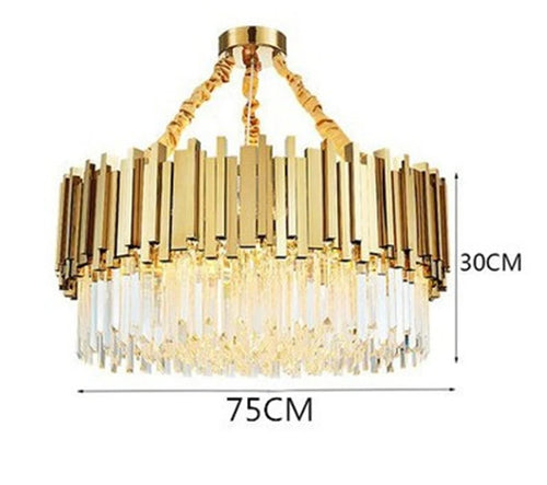 Modern crystal chandelier with large LED pendant lamp - vue 13 sur 15