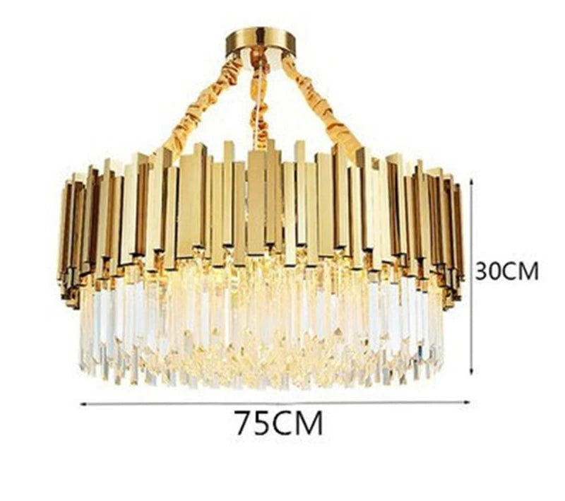 Modern crystal chandelier with large LED pendant lamp - vue 12 sur 15