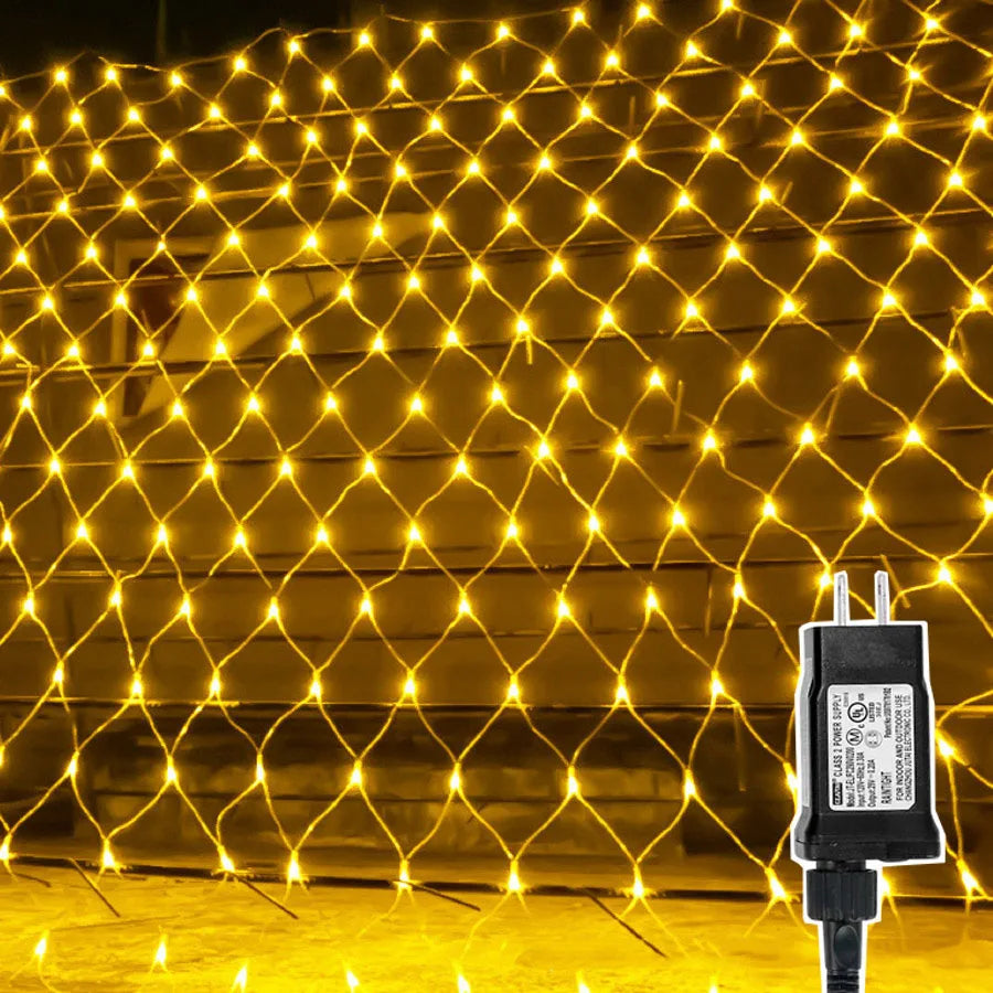 Outdoor connectable 200 LED net light with 8 decorative modes
