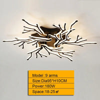 Modern multi-arm chandelier with remote control in aluminium and acrylic