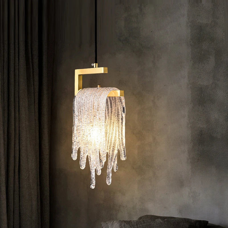 Modern Nordic style glass and copper pendant light for decorative interiors