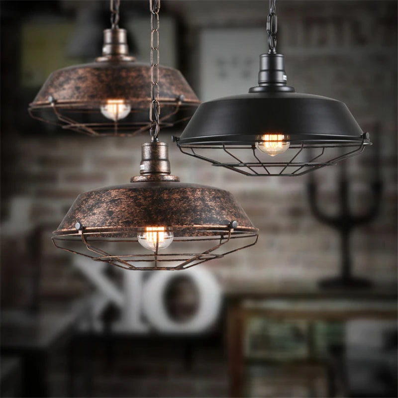 retro loft style iron pendant light for cafe and shops