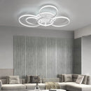 Modern led chandelier with rings, remote/app control, 1–5 rings, black or white