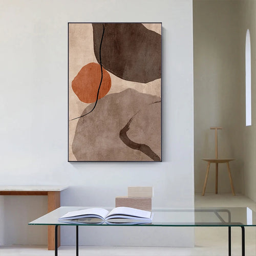 Modern abstract wall painting in minimalist geometric blocks - vue 5 sur 9