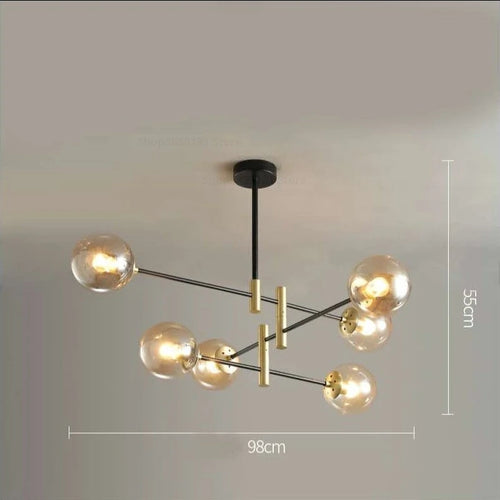 Modern LED glass ball chandelier nordic creative lighting - vue 16 sur 18