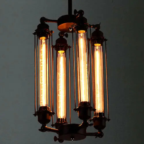 Industrial 8 head pendant light Loft American steampunk lamp cafe dining room iron chain pendant light vintage bar pendant light