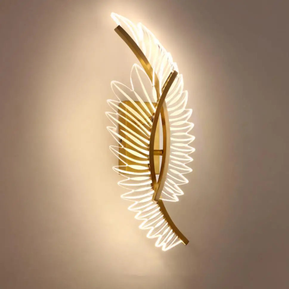 Nordic brass LED wall light with angel wings