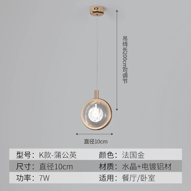 Modern Nordic style gold crystal LED pendant light - vue 18 sur 21