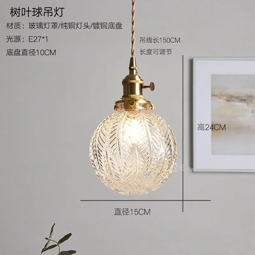 Retro glass and copper pendant light nordic decorative style - vue 8 sur 7