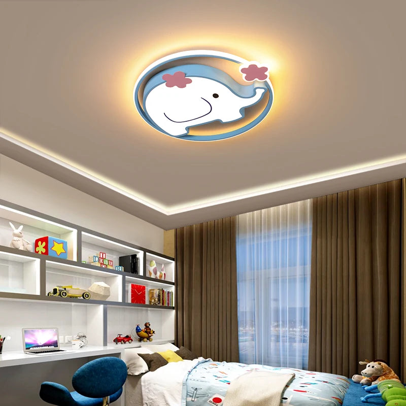 Cute elephant ceiling light for children's room playful indoor lighting