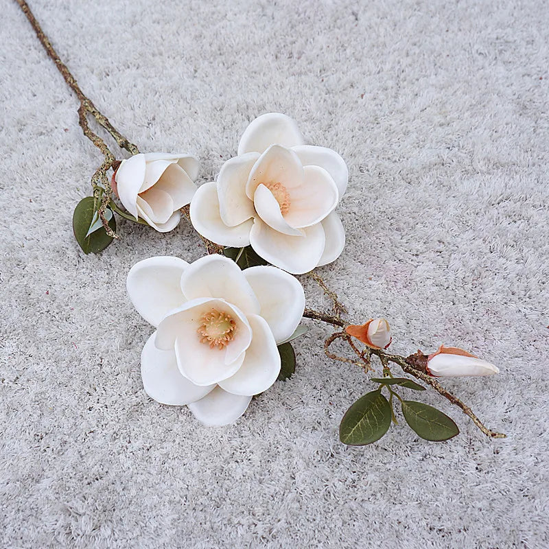 Artificial silk magnolia flower for elegant decoration