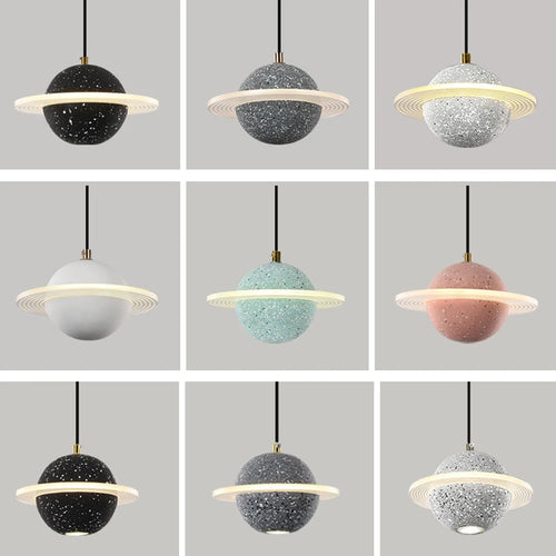 Planet resin pendant light for modern interior decor - vue 4 sur 18