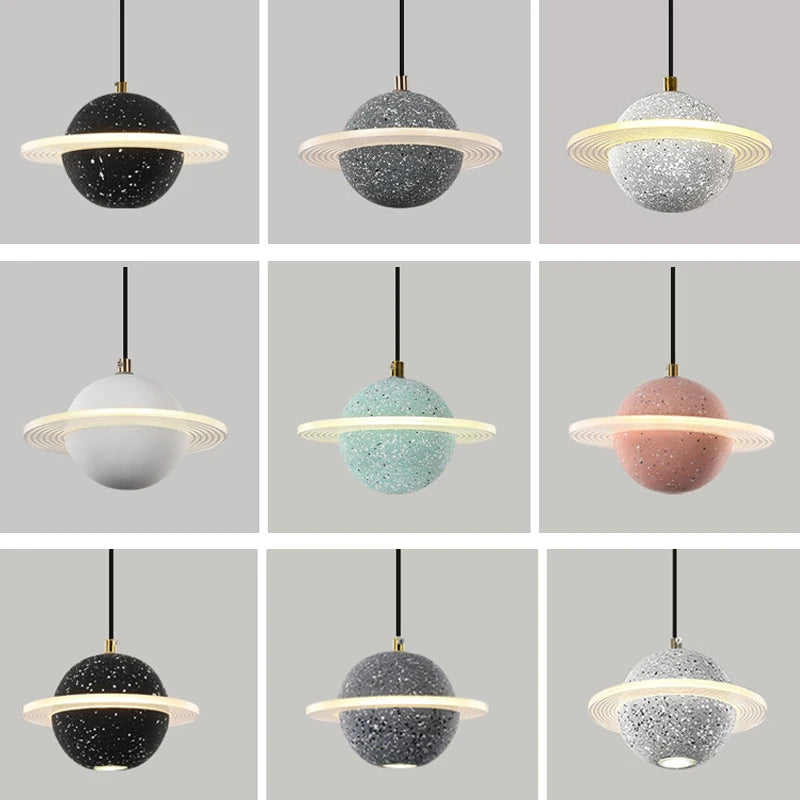 Planet resin pendant light for modern interior decor - vue 3 sur 18