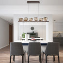 Modern round art deco LED chandelier in stone and glass