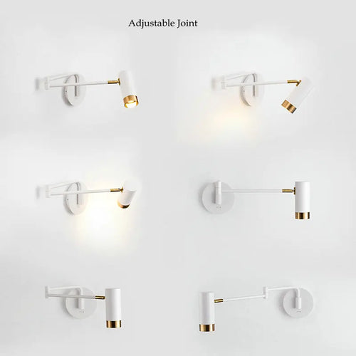 Extendable wall lamp with switch for reading and adjustable arms - vue 7 sur 8