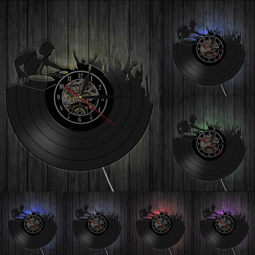 3D vinyl wall clock for disco atmosphere and musical evening - vue 5 sur 7