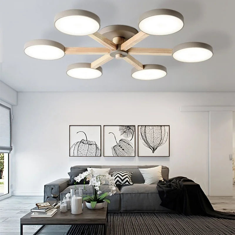 Wooden LED ceiling light for a warm and modern atmosphere