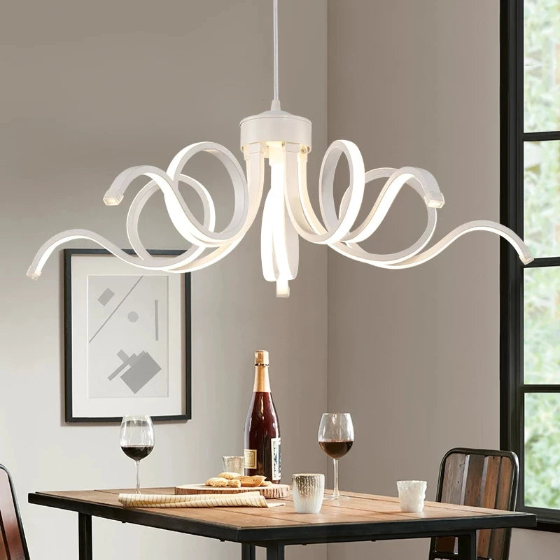 Modern remote controlled aluminium acrylic smart pendant chandelier