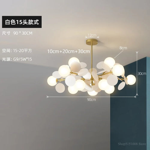 suspension à led design nordique avec fleurs décoratives en acrylique - vue 12 sur 24