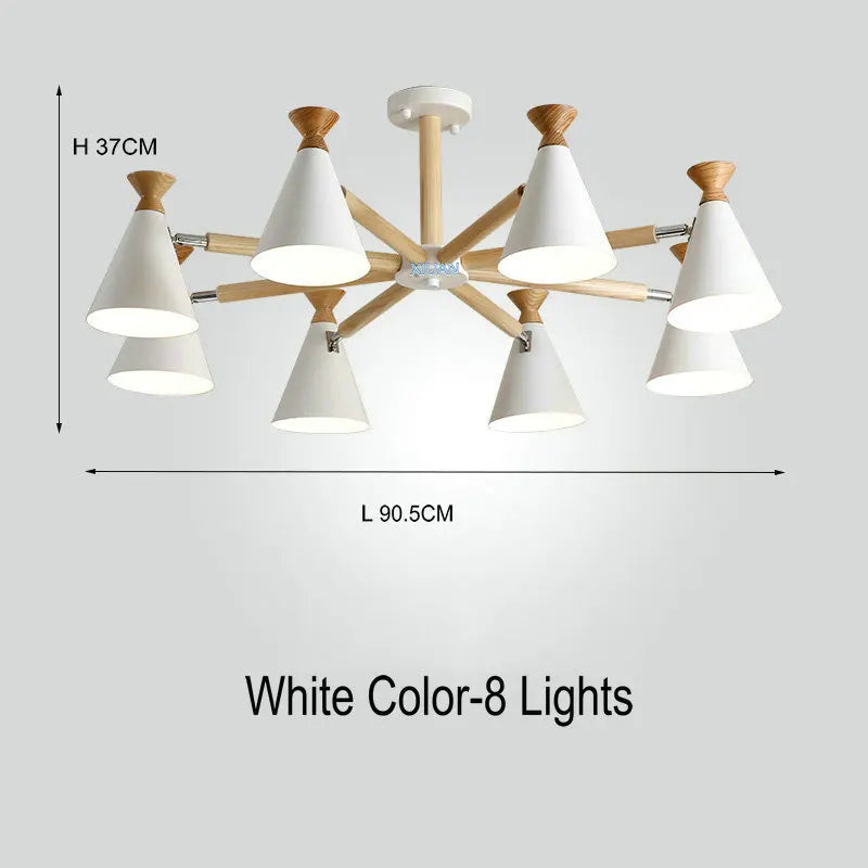 Nordic wooden pendant light for interior decor - vue 10 sur 26