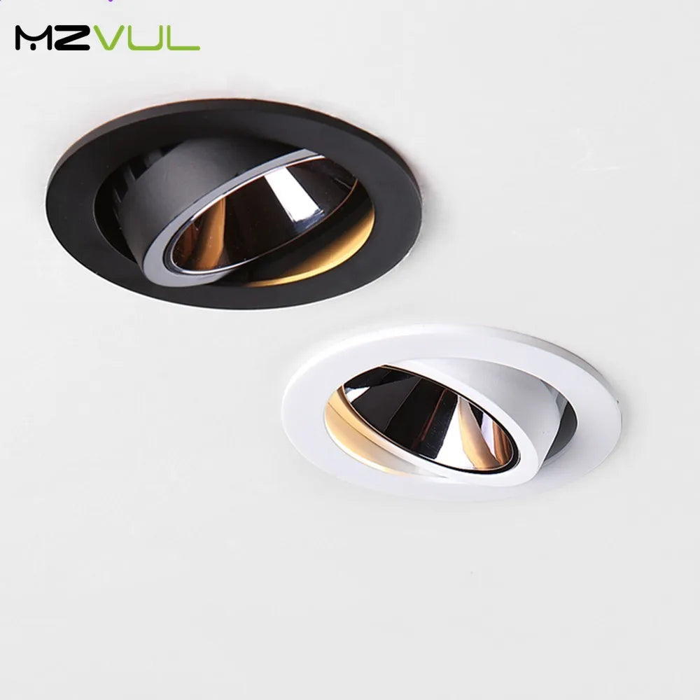 Adjustable angle recessed LED spot light in aluminium for office or shop