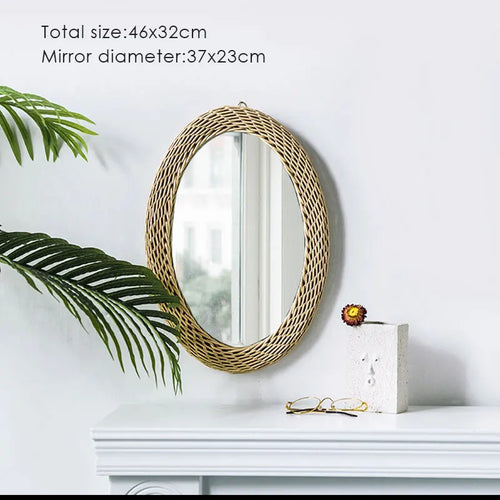 hand-woven Japanese rattan mirror for modern decor - vue 12 sur 12