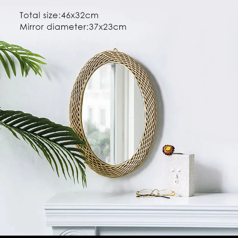hand-woven Japanese rattan mirror for modern decor - vue 11 sur 12