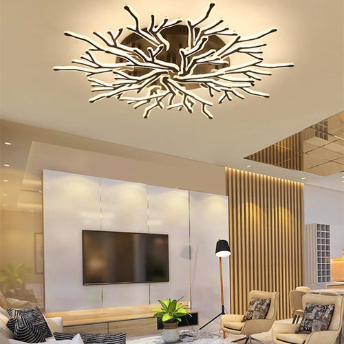 Modern multi-arm chandelier with remote control in aluminium and acrylic - vue 3 sur 11