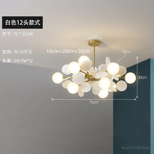 suspension à led design nordique avec fleurs décoratives en acrylique - vue 14 sur 24