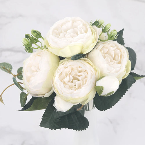 Artificial silk peony flower bouquet for indoor decoration - vue 16 sur 18