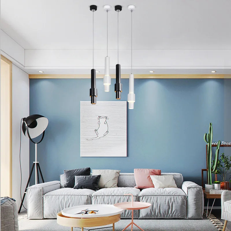 Nordic LED long tube pendant light dimmable indoor lighting - vue 10 sur 14