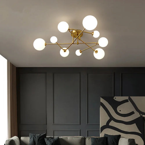 Modern gold glass ceiling light nordic design for elegant interiors - vue 3 sur 9