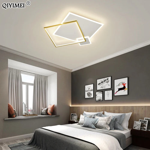Modern LED wrought iron and acrylic ceiling light for living room, dining room, bedroom, or hallway - vue 4 sur 14