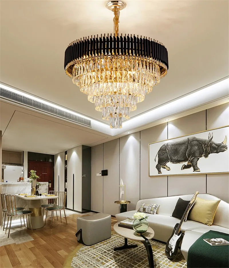 Modern crystal pendant chandelier for elegant interiors - vue 5 sur 9