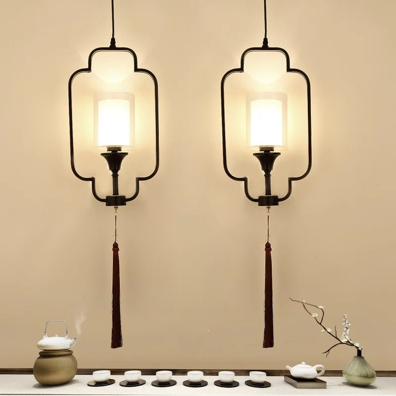 Modern simple Chinese chandelier with suspended LED lights