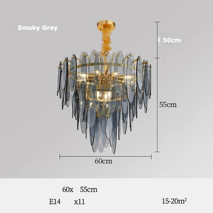 Art Deco LED chandelier in iron and glass with elegant design for modern lighting - vue 13 sur 25