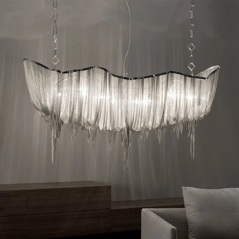 Modern aluminium tassel pendant light for decorative indoor lighting - vue 3 sur 8