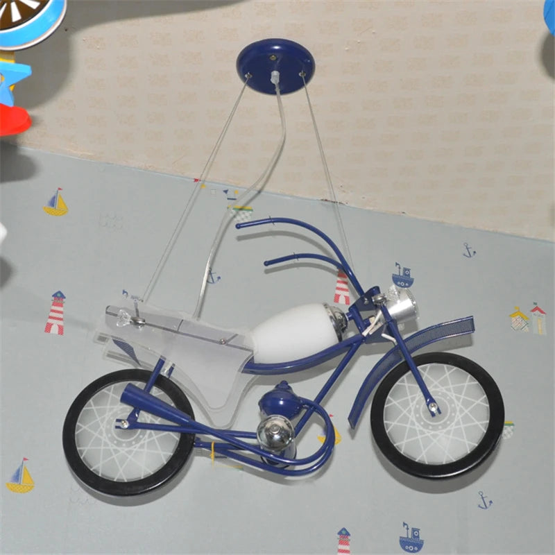 Nordic creative LED motorcycle pendant light for children's room acrylic - vue 5 sur 9