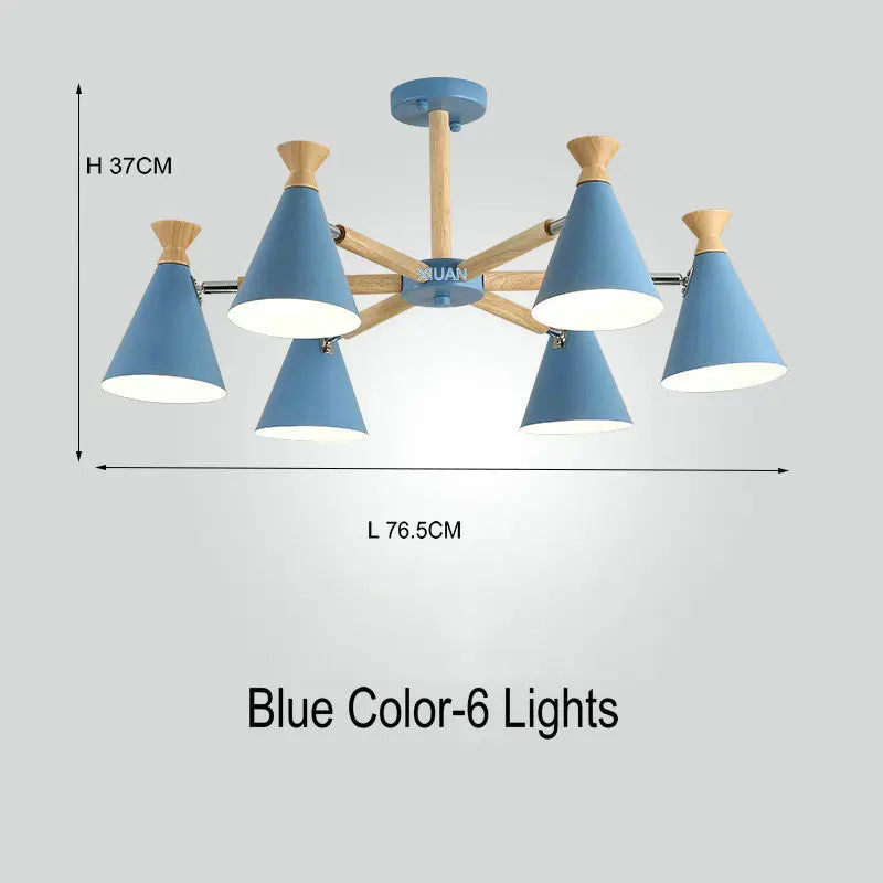 Nordic wooden pendant light for interior decor - vue 11 sur 26